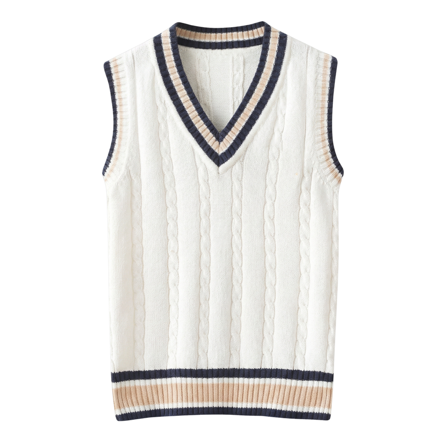 Dame Strikket Sweatervest med V-hals | Klassisk Pasform