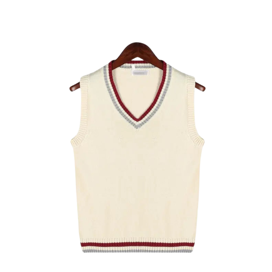 Dame Strikket Sweatervest med V-hals | Klassisk Pasform