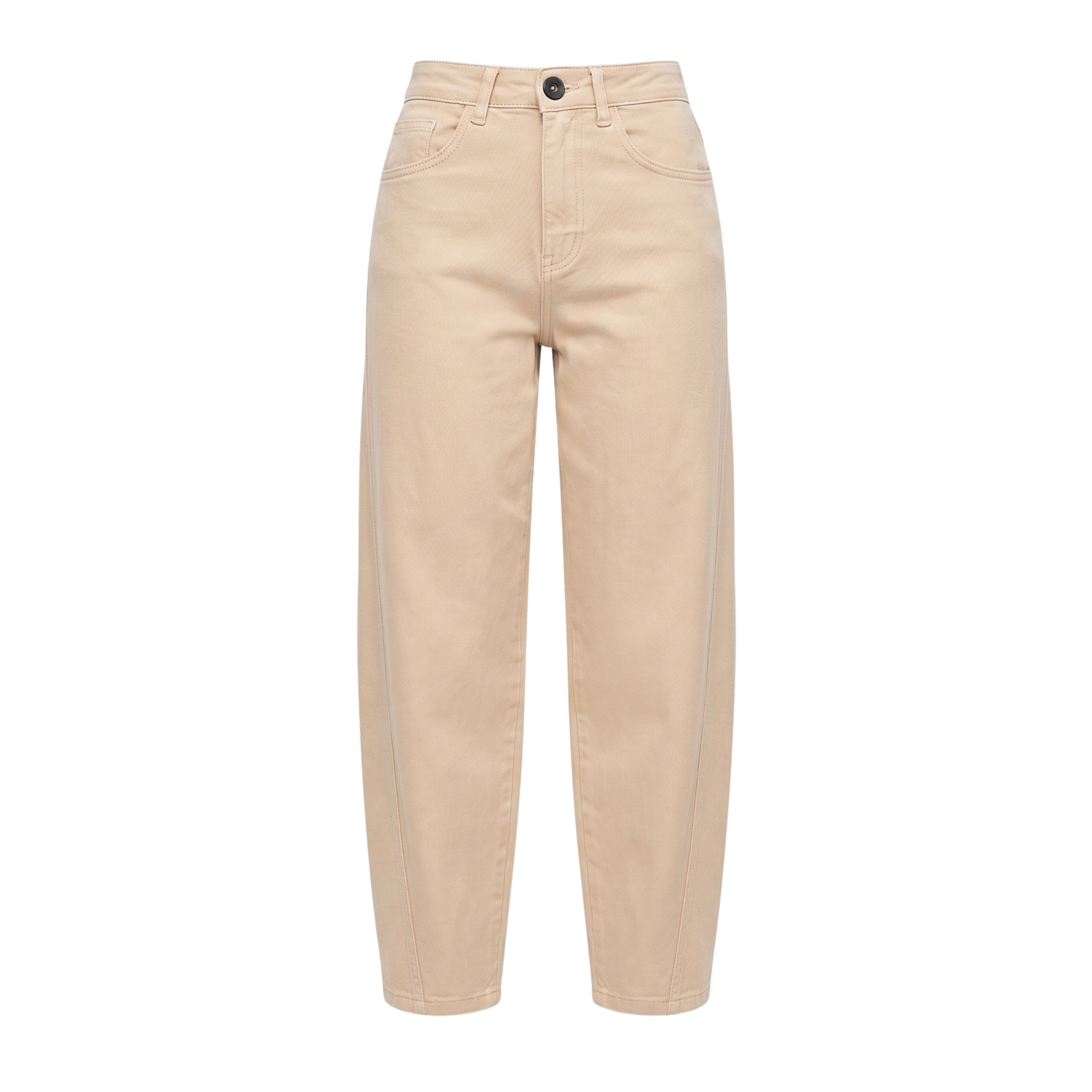 Dame Højtaljede Jeans med Lige Ben | Beige